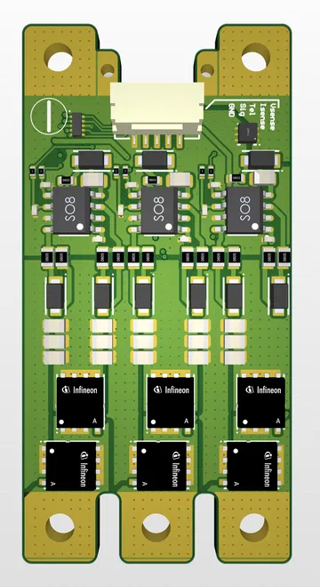 Claw ESC PCB render, bottom side